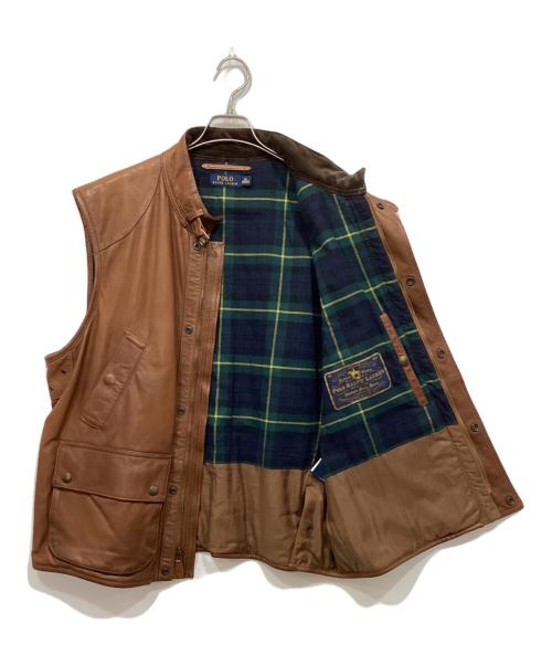 POLO RALPH LAUREN（ポロ・ラルフローレン）POLO RALPH LAUREN (ポロ・ラルフローレン) レザーハンティングベスト ブラウン サイズ:XXLの古着・服飾アイテム