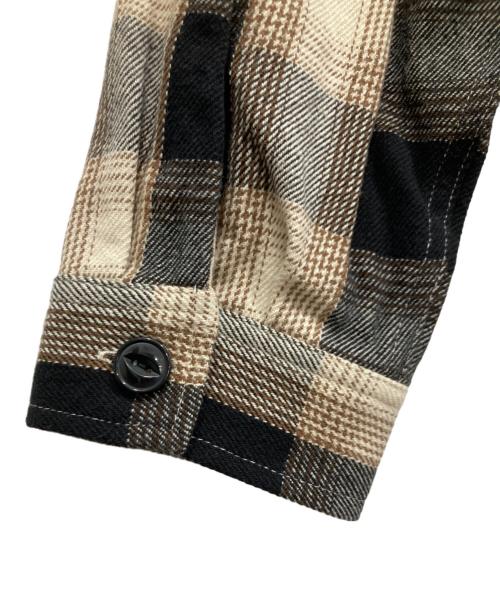 BIG MIKE（ビックマイク）BIG MIKE (ビックマイク) Heavy Flannel Zip Shirt Jacket アイボリー×ブラック サイズ:XLの古着・服飾アイテム