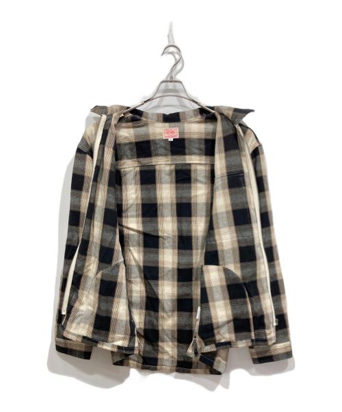 BIG MIKE（ビックマイク）BIG MIKE (ビックマイク) Heavy Flannel Zip Shirt Jacket アイボリー×ブラック サイズ:XLの古着・服飾アイテム
