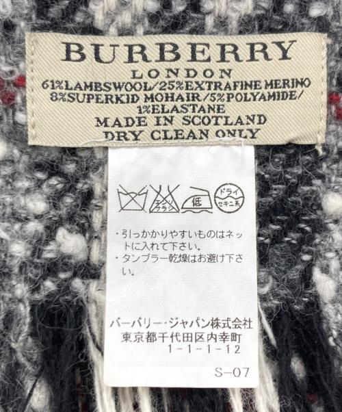 BURBERRY LONDON（バーバリーロンドン）BURBERRY LONDON (バーバリーロンドン) ウール混チェックマフラー ブラックの古着・服飾アイテム