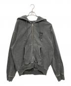stussyステューシー）の古着「ジップパーカー / STOCK LINK ZIP HOODIE PIGMENT DYED」｜グレー