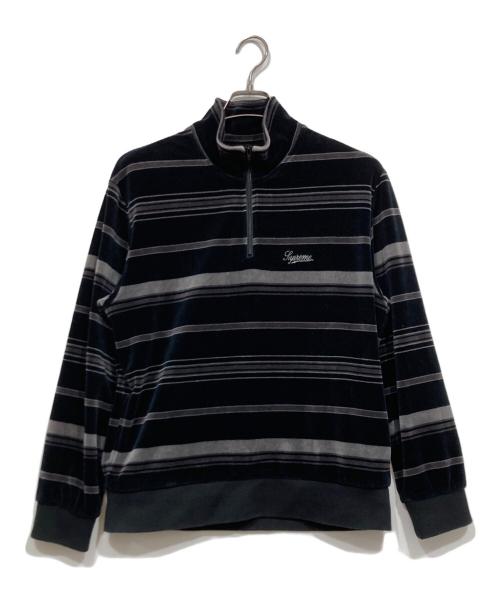 SUPREME（シュプリーム）SUPREME (シュプリーム) ベロアハーフジッププルオーバー ブラック×グレー サイズ:Sの古着・服飾アイテム