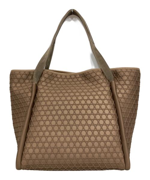 laquoh（ラクーオ）laquoh (ラクーオ) トートバッグ / 篭目柄エンボスボンディングトートL ブラウンの古着・服飾アイテム