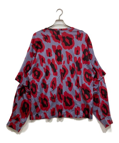 SHAREEF（シャリーフ）SHAREEF (シャリーフ) レオパード柄カットソー / LEOPARD JQ SEPARATE SLEEVE P/O パープル×レッド サイズ:2の古着・服飾アイテム