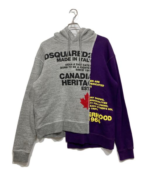 DSQUARED2（ディースクエアード）DSQUARED2 (ディースクエアード) プルオーバーパーカー / ASYMMETRIC TWOTONE HOODIE パープル サイズ:Ｓの古着・服飾アイテム
