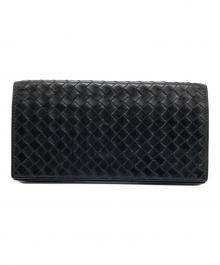 BOTTEGA VENETA（ボッテガベネタ）の古着「イントレチャート長財布」｜ブラック