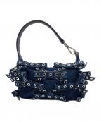 GANNIガニー）の古着「デニムリボンミニハンドバッグ / BUTTERFLY SMALL POUCH BOW EYELET MIX DENIM」｜インディゴ