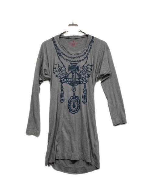 Vivienne Westwood RED LABEL（ヴィヴィアンウエストウッドレッドレーベル）Vivienne Westwood RED LABEL (ヴィヴィアンウエストウッドレッドレーベル) オーブプリントカットソーワンピース グレー サイズ:2の古着・服飾アイテム