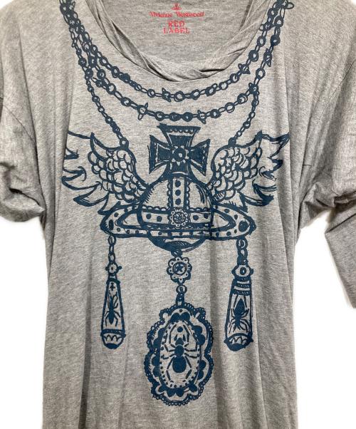 Vivienne Westwood RED LABEL（ヴィヴィアンウエストウッドレッドレーベル）Vivienne Westwood RED LABEL (ヴィヴィアンウエストウッドレッドレーベル) オーブプリントカットソーワンピース グレー サイズ:2の古着・服飾アイテム