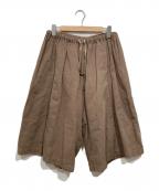 tricot COMME des GARCONSトリココムデギャルソン）の古着「コットンリネン染色加工ワイドロングパンツ」｜ブラウン