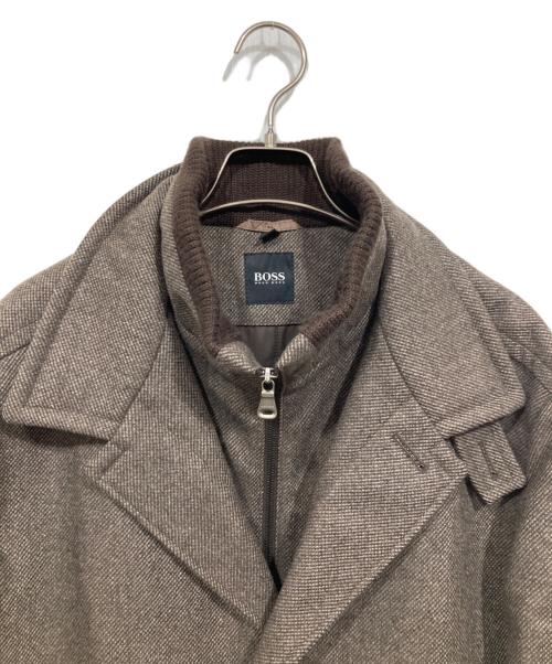 BOSS HUGO BOSS（ボス ヒューゴボス）BOSS HUGO BOSS (ボス ヒューゴボス) スタンドカラーコート ブラウン サイズ:US 40Rの古着・服飾アイテム