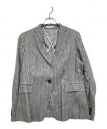 Aquascutum（アクアスキュータム）の古着「リネン混ストライプジャケット」｜グレー