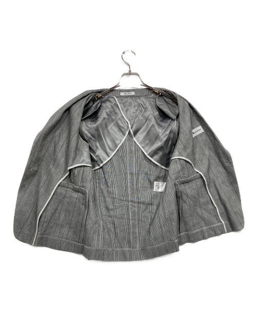 Aquascutum（アクアスキュータム）Aquascutum (アクアスキュータム) リネン混ストライプジャケット グレー サイズ:TLの古着・服飾アイテム