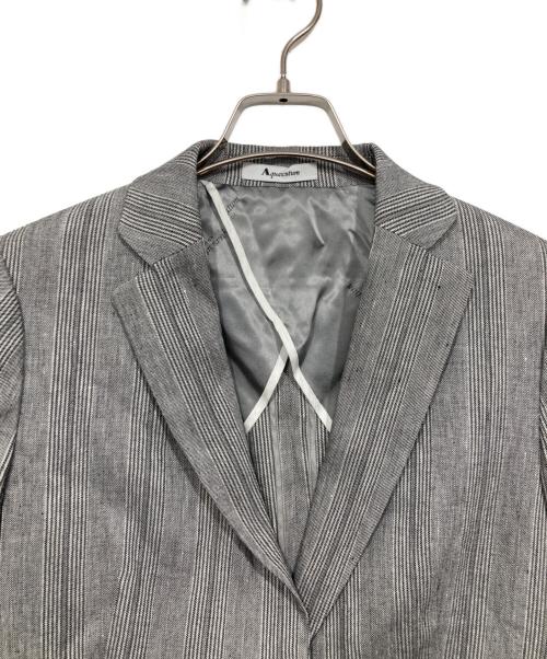 Aquascutum（アクアスキュータム）Aquascutum (アクアスキュータム) リネン混ストライプジャケット グレー サイズ:TLの古着・服飾アイテム