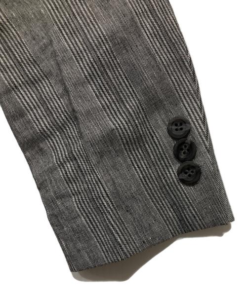 Aquascutum（アクアスキュータム）Aquascutum (アクアスキュータム) リネン混ストライプジャケット グレー サイズ:TLの古着・服飾アイテム