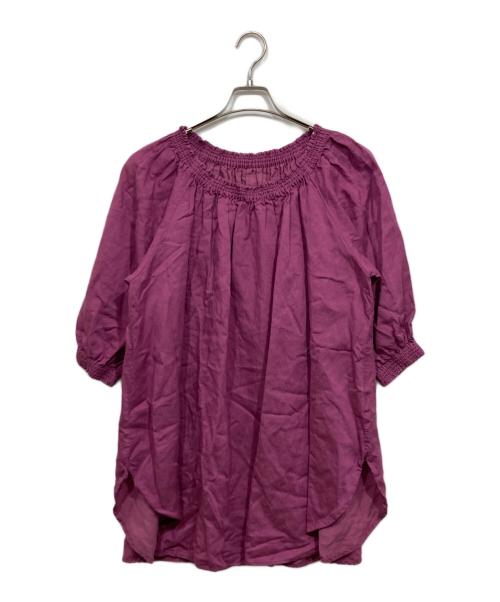 BEARDSLEY（ビアズリー）BEARDSLEY (ビアズリー) リネン混ギャザーチュニック パープル サイズ:FREEの古着・服飾アイテム
