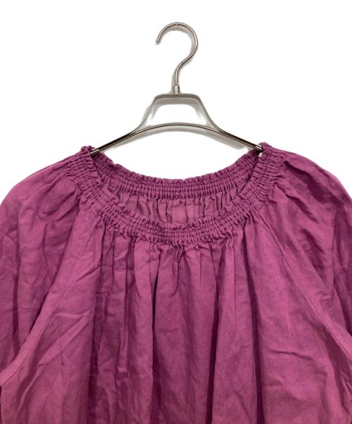 BEARDSLEY（ビアズリー）BEARDSLEY (ビアズリー) リネン混ギャザーチュニック パープル サイズ:FREEの古着・服飾アイテム