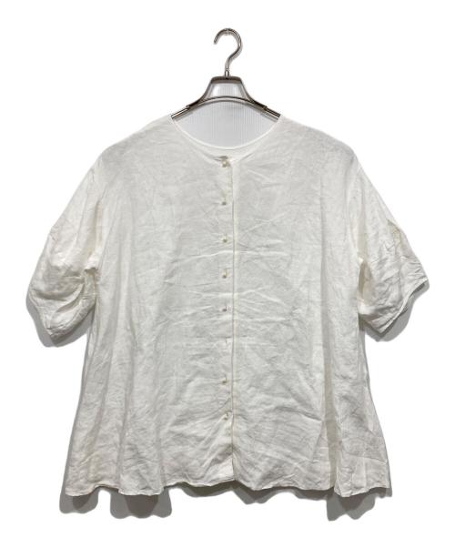 BEARDSLEY（ビアズリー）BEARDSLEY (ビアズリー) パールボタンリネン前後ブラウス ホワイト サイズ:Fの古着・服飾アイテム