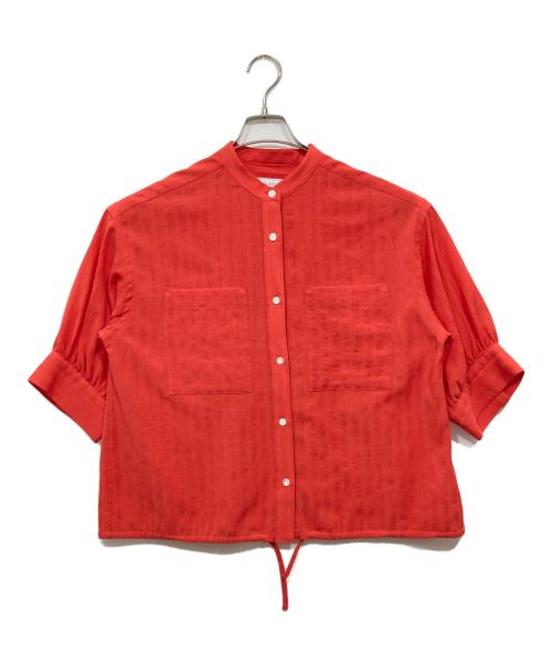 SLOBE IENA（スローブ イエナ）SLOBE IENA (スローブ イエナ) シアーストライプ5分袖 バンドカラーブラウス オレンジ サイズ:サイズ表記なしの古着・服飾アイテム