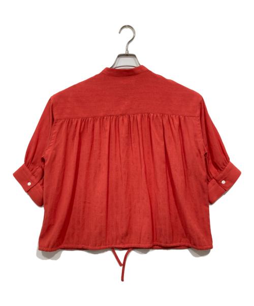 SLOBE IENA（スローブ イエナ）SLOBE IENA (スローブ イエナ) シアーストライプ5分袖 バンドカラーブラウス オレンジ サイズ:サイズ表記なしの古着・服飾アイテム