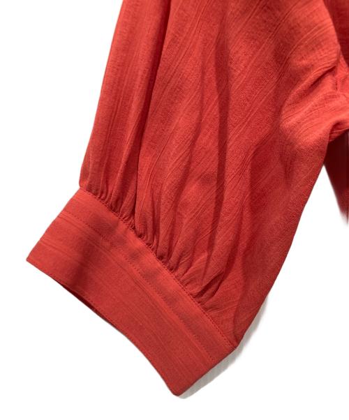 SLOBE IENA（スローブ イエナ）SLOBE IENA (スローブ イエナ) シアーストライプ5分袖 バンドカラーブラウス オレンジ サイズ:サイズ表記なしの古着・服飾アイテム