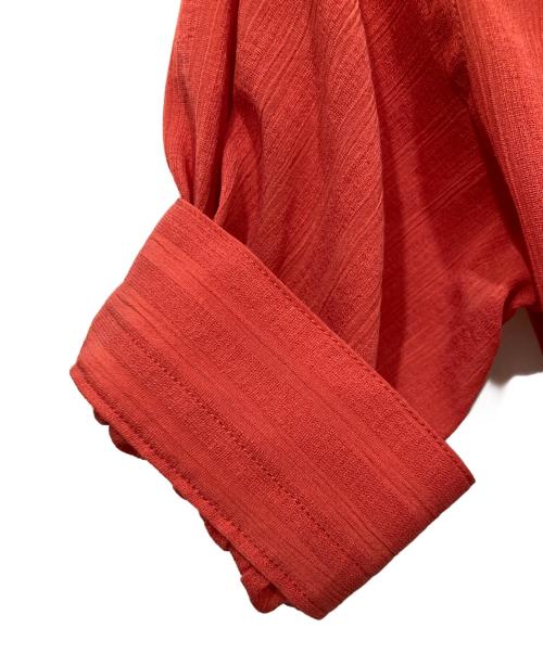 SLOBE IENA（スローブ イエナ）SLOBE IENA (スローブ イエナ) シアーストライプ5分袖 バンドカラーブラウス オレンジ サイズ:サイズ表記なしの古着・服飾アイテム