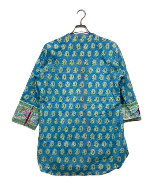 SZ Blockprints（エスゼットブロックプリント）SZ Blockprints (エスゼットブロックプリント) ロングシャツ / LONG GURU ブルー サイズ:Ｓの古着・服飾アイテム