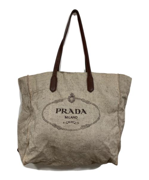PRADA（プラダ）PRADA (プラダ) ロゴトートバッグ ベージュの古着・服飾アイテム