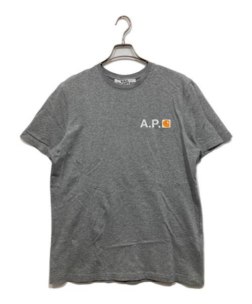 A.P.C.（アーペーセー）A.P.C. (アーペーセー) CARHARTT WIP (カーハート ワーク イン プログレス) プリントTシャツ グレー サイズ:XLの古着・服飾アイテム