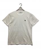 maison kitsuneメゾンキツネ）の古着「グレーフォックスヘッドロゴ Tシャツ」｜ホワイト