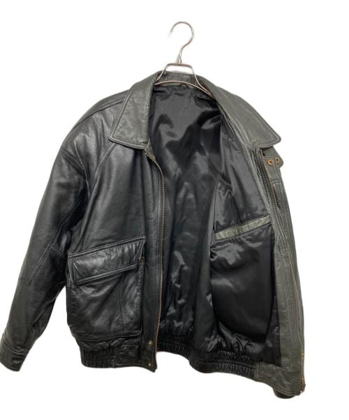 NO BRAND（ノーブランド）NO BRAND (ノーブランド) レザーボンバージャケット ブラック サイズ:Ｌの古着・服飾アイテム