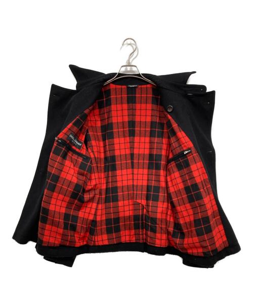 DOLCE & GABBANA（ドルチェ＆ガッバーナ）DOLCE & GABBANA (ドルチェ＆ガッバーナ) メルトンPコート ブラック サイズ:46の古着・服飾アイテム