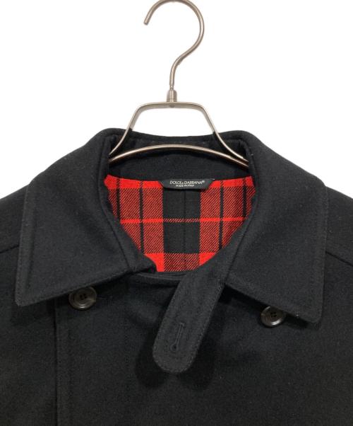 DOLCE & GABBANA（ドルチェ＆ガッバーナ）DOLCE & GABBANA (ドルチェ＆ガッバーナ) メルトンPコート ブラック サイズ:46の古着・服飾アイテム