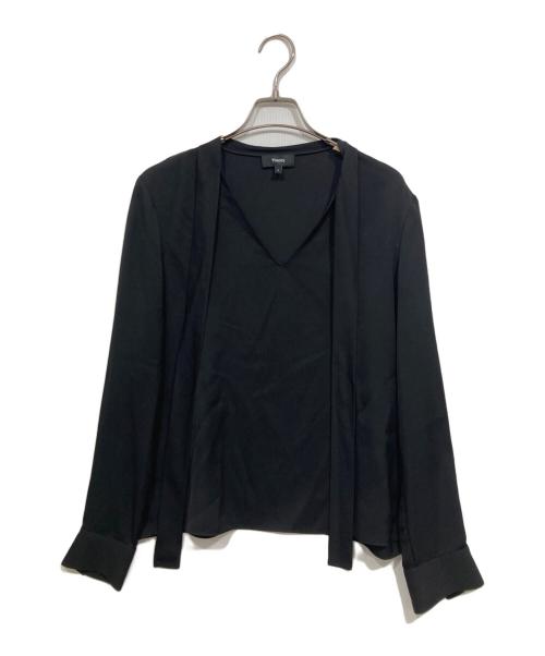theory（セオリー）theory (セオリー) ボウタイシルクブラウス / MODERN GGT OPEN NK TIE BL ブラック サイズ:Sの古着・服飾アイテム