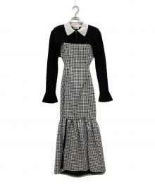RANDY（ランディー）の古着「Back open houndstooth ensemble」｜ブラック
