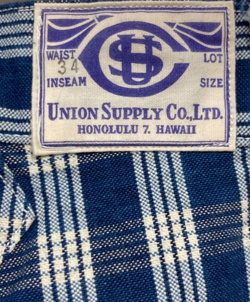 UNION SUPPLY（ユニオンサプライ）UNION SUPPLY (ユニオンサプライ) PALAKA WORK PANTS/パラカチェックパンツ ネイビー サイズ:W34の古着・服飾アイテム