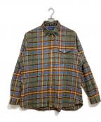 RALPH LAURENラルフローレン）の古着「エルボーパッチチェックシャツ」｜グリーン