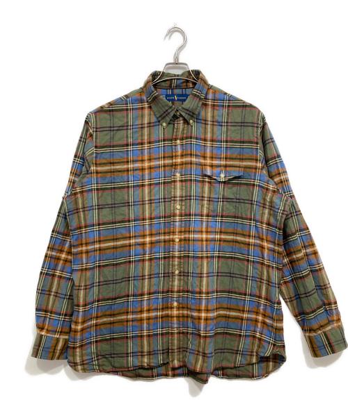 RALPH LAUREN（ラルフローレン）RALPH LAUREN (ラルフローレン) エルボーパッチチェックシャツ グリーン サイズ:XXLの古着・服飾アイテム