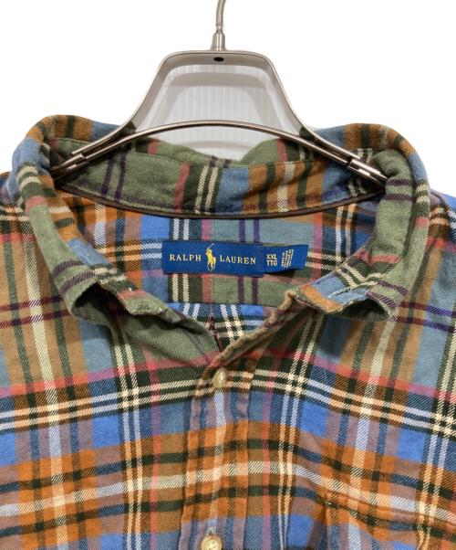 RALPH LAUREN（ラルフローレン）RALPH LAUREN (ラルフローレン) エルボーパッチチェックシャツ グリーン サイズ:XXLの古着・服飾アイテム