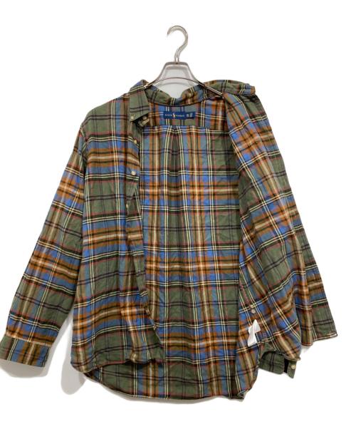 RALPH LAUREN（ラルフローレン）RALPH LAUREN (ラルフローレン) エルボーパッチチェックシャツ グリーン サイズ:XXLの古着・服飾アイテム