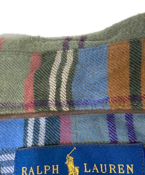 RALPH LAUREN（ラルフローレン）RALPH LAUREN (ラルフローレン) エルボーパッチチェックシャツ グリーン サイズ:XXLの古着・服飾アイテム