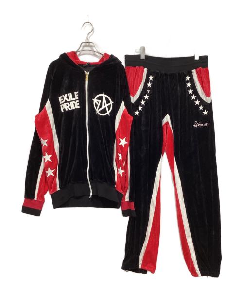 24karats（トゥエンティーフォーカラッツ）24karats (トゥエンティーフォーカラッツ) セットアップジャージ ブラック×レッド サイズ:XLの古着・服飾アイテム