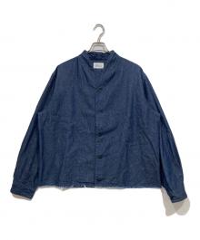 KUON（クオン）の古着「Denim Kimono Collar Cropped Jacket / デニム着物カラークロップドジャケット」｜インディゴ