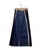 Ameriアメリ）の古着「SIDE PLEATS DENIM SKIRT/デニムスカート」｜インディゴ