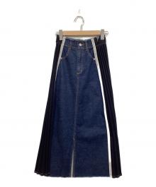 Ameri（アメリ）の古着「SIDE PLEATS DENIM SKIRT/デニムスカート」｜インディゴ