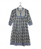 SZ Blockprintsエスゼットブロックプリント）の古着「総柄ワンピース / KITY DRESS」｜ホワイト×ブルー