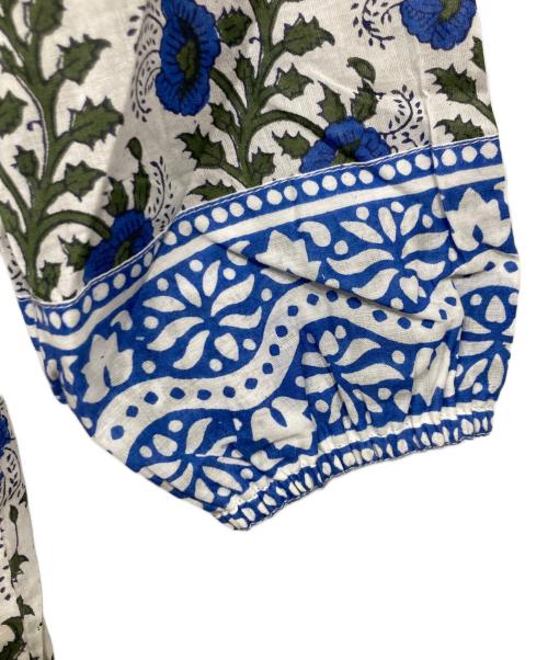 SZ Blockprints（エスゼットブロックプリント）SZ Blockprints (エスゼットブロックプリント) 総柄ワンピース / KITY DRESS ホワイト×ブルー サイズ:Ｓの古着・服飾アイテム