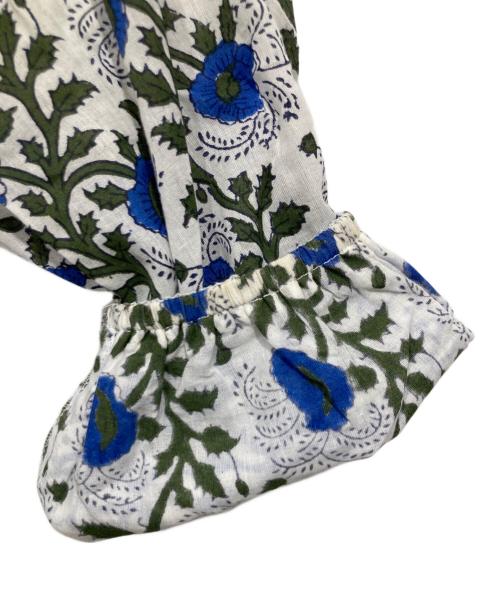 SZ Blockprints（エスゼットブロックプリント）SZ Blockprints (エスゼットブロックプリント) 総柄ワンピース / KITY DRESS ホワイト×ブルー サイズ:Ｓの古着・服飾アイテム