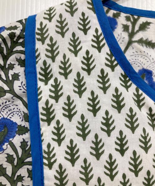 SZ Blockprints（エスゼットブロックプリント）SZ Blockprints (エスゼットブロックプリント) 総柄ワンピース / KITY DRESS ホワイト×ブルー サイズ:Ｓの古着・服飾アイテム