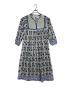SZ Blockprints（エスゼットブロックプリント）の古着「総柄ワンピース / KITY DRESS」｜ホワイト×ブルー